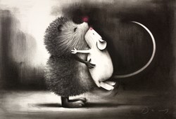 Hedge-hug by Doug Hyde - Original Pastel on Board sized 22x15 inches. Available from Whitewall Galleries